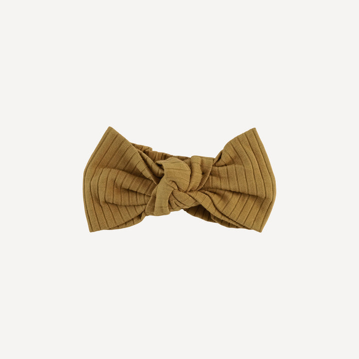 large bow elastic headband | fennel | organic cotton wide rib