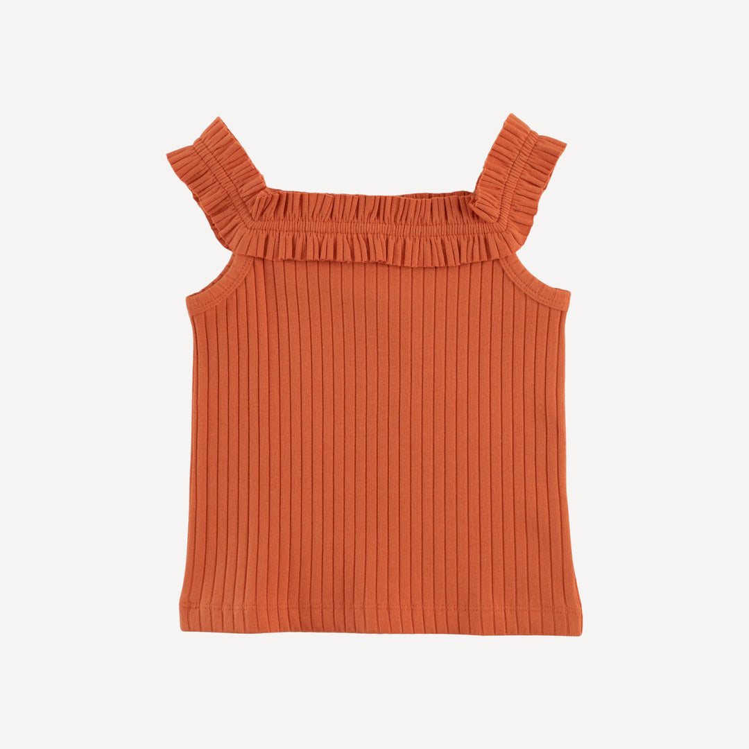 ruffle square neck tank | mango | organic cotton wide rib