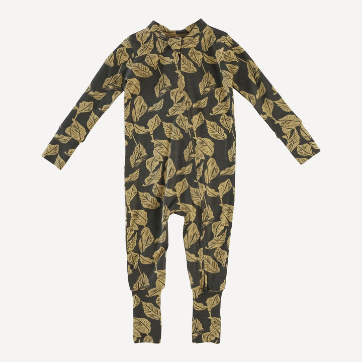 long sleeve convertible zippy pj | golden woods leaf | modal