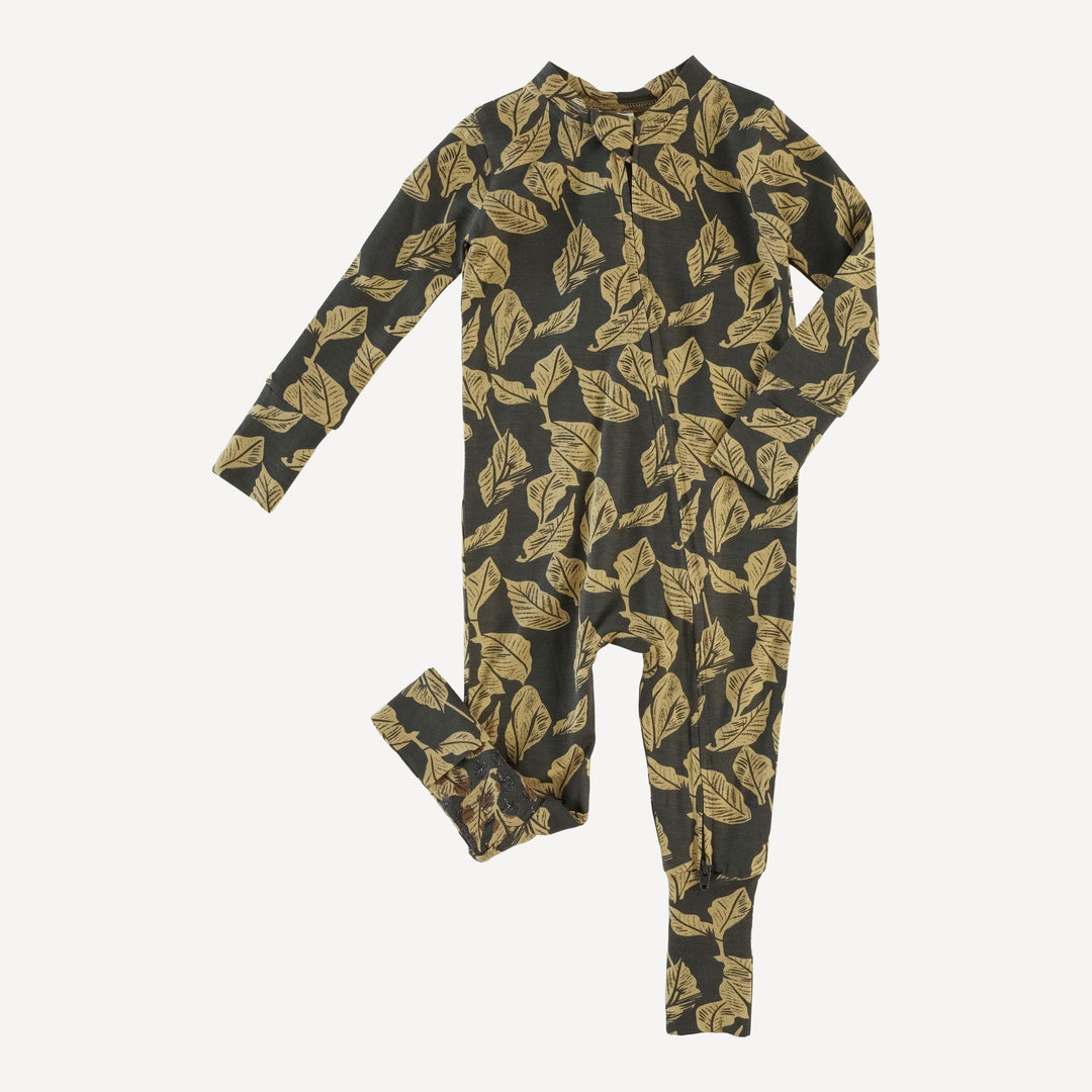 long sleeve convertible zippy pj | golden woods leaf | modal