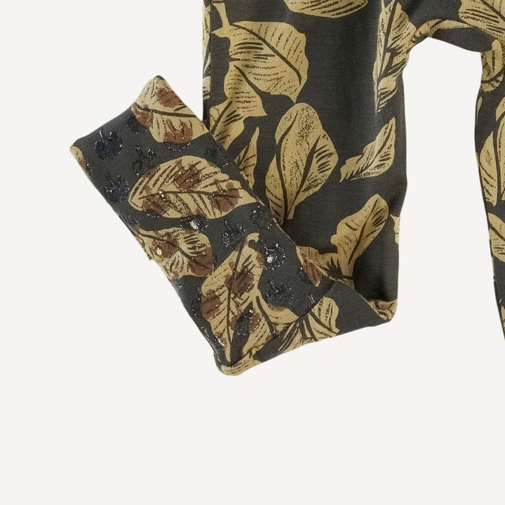 long sleeve convertible zippy pj | golden woods leaf | modal