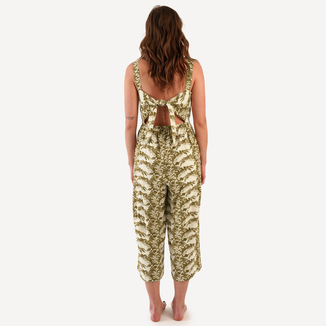 womens tie back jumpsuit | fennel lily | organic cotton gauze