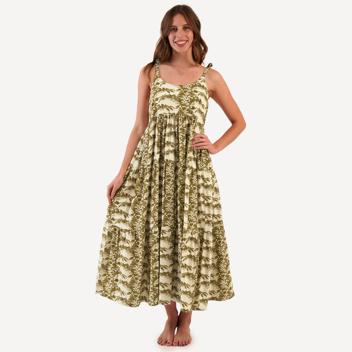 womens spaghetti tie prairie dress | fennel lily | organic cotton gauze