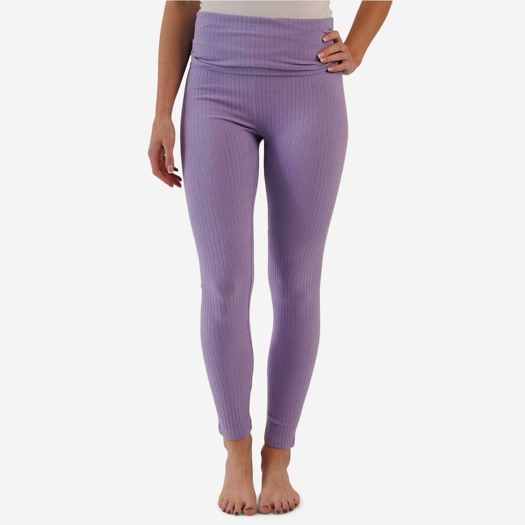 womens lounge legging | violet bloom | organic cotton wide rib