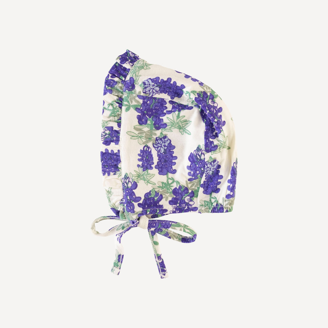 small ruffle bonnet | blue bonnets | organic cotton jersey