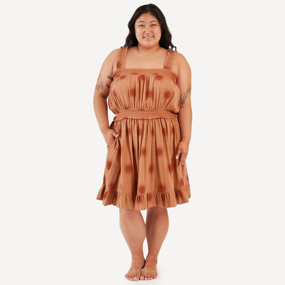 womens winnie tank dress | mango sun | organic cotton gauze