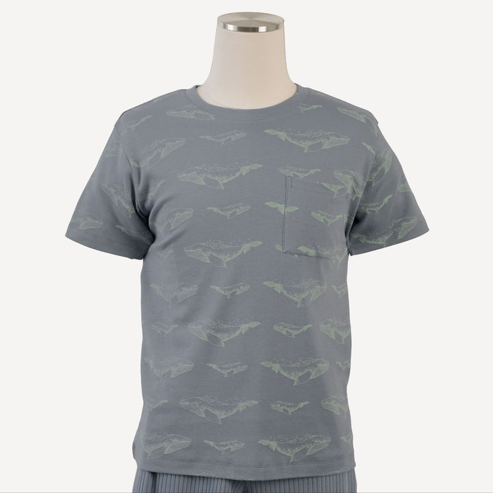 mens short sleeve pocket tee | blue whale | organic cotton interlock