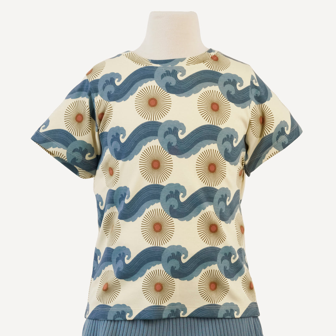 tween short sleeve boxy tee | blue ocean sun | organic cotton interlock