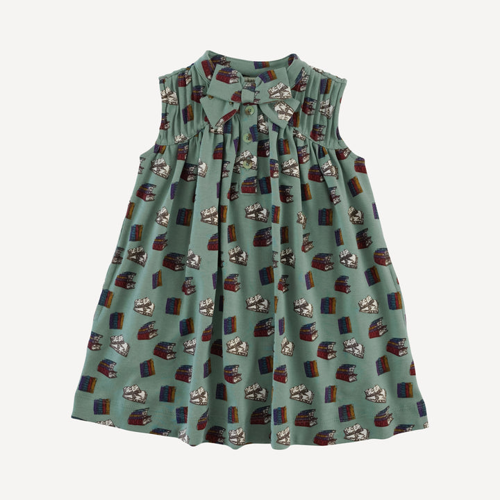 sleeveless library dress | books | organic cotton interlock