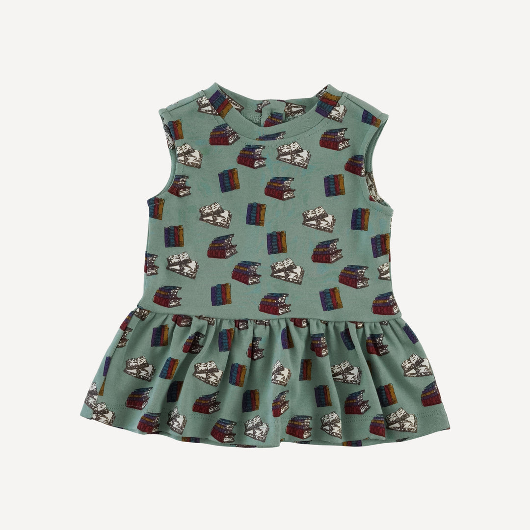 sleeveless kate top + bike short set | books | organic cotton interlock