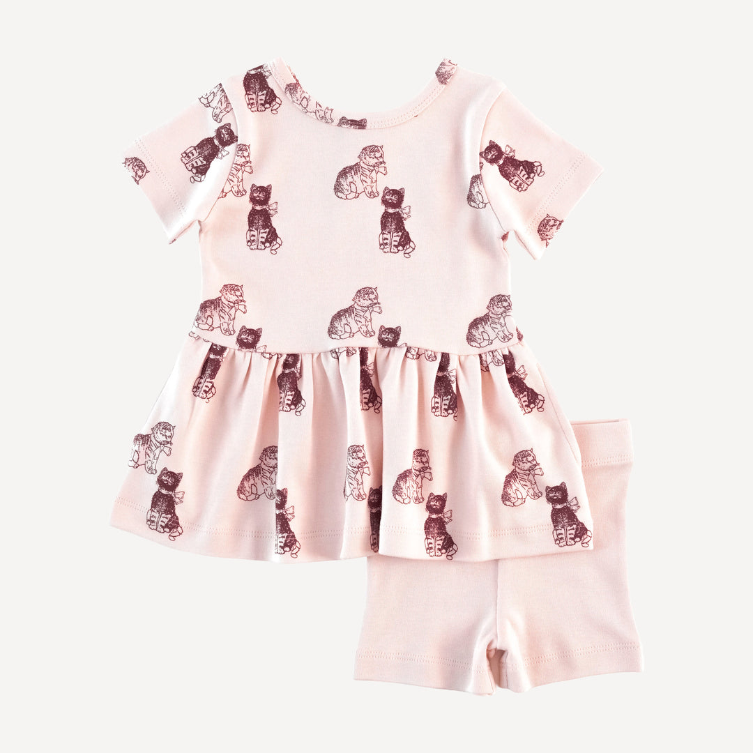 hazel twirl top + bike short set | vintage kitty | organic cotton interlock