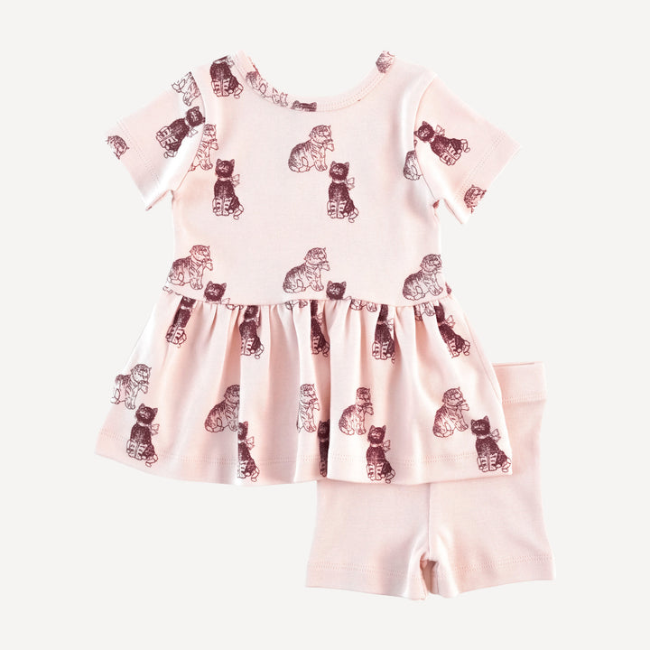 hazel twirl top + bike short set | vintage kitty | organic cotton interlock