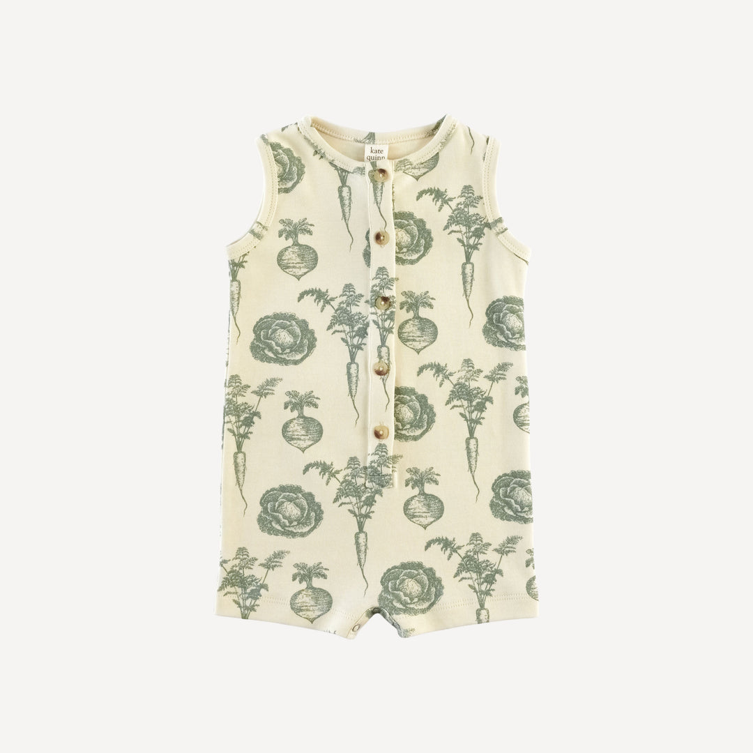 button shortie | jadeite veggies | organic cotton interlock