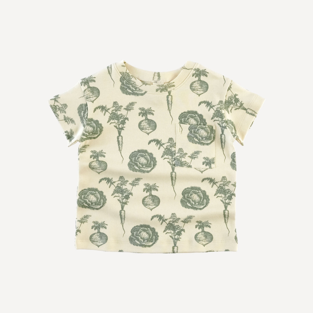 short sleeve pocket tee | jadeite veggies | organic cotton interlock