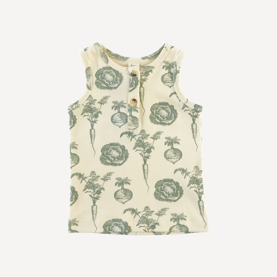 henley tank | jadeite veggies | organic cotton interlock