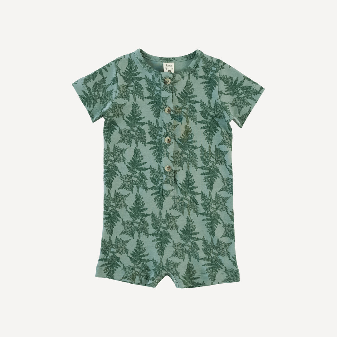 short sleeve union shortie | fern floral | organic cotton interlock