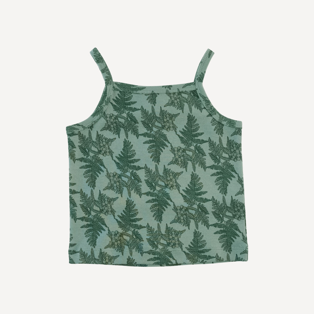 spaghetti strap basic tank | fern floral | organic cotton interlock