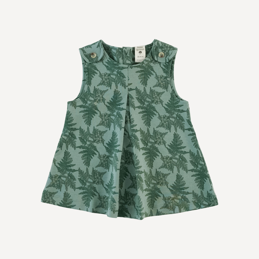 sleeveless button tab top | fern floral | organic cotton interlock