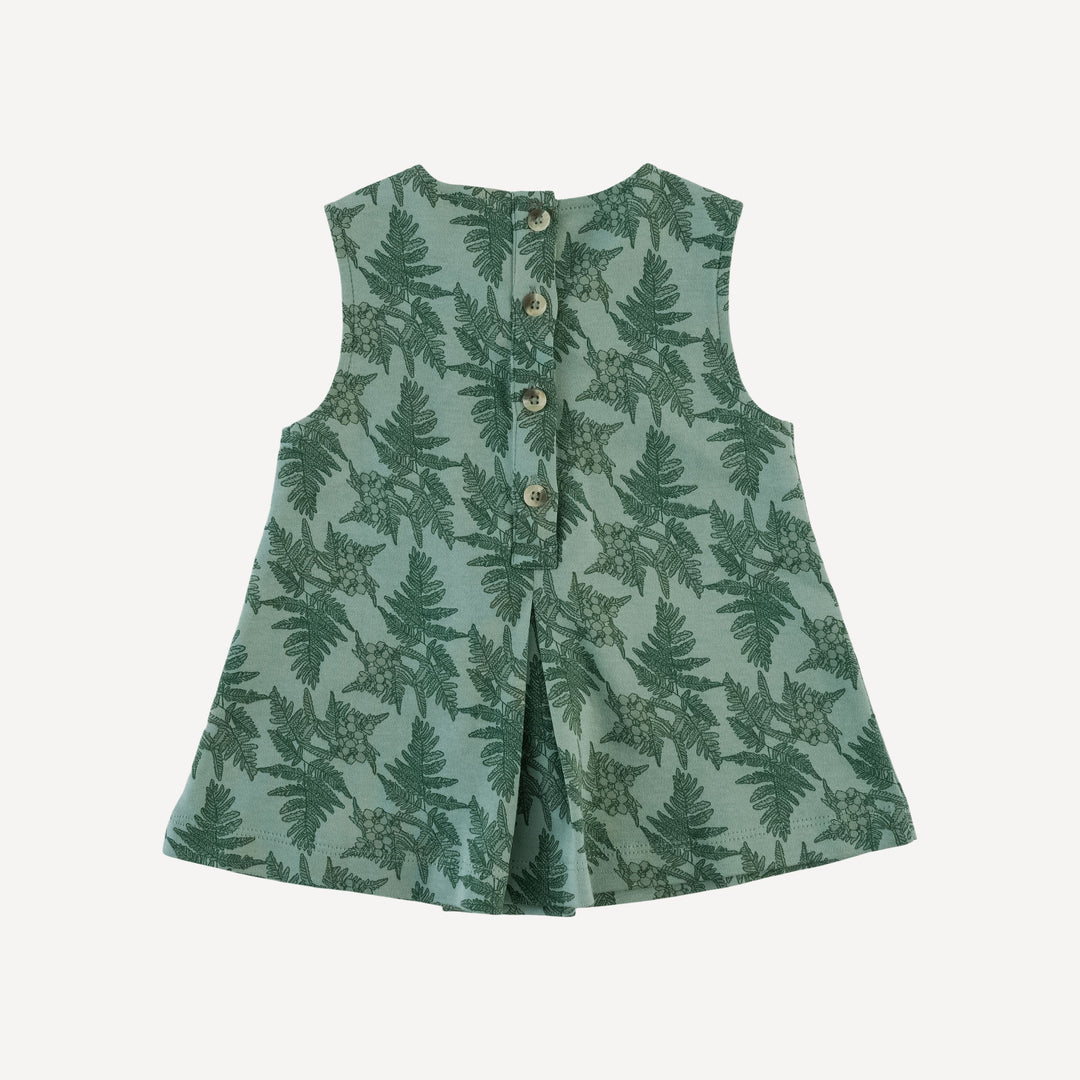 sleeveless button tab top | fern floral | organic cotton interlock