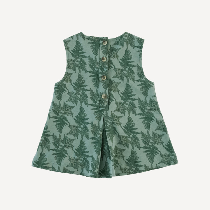 sleeveless button tab top | fern floral | organic cotton interlock