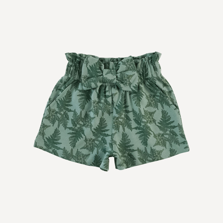 paper bag short | fern floral | organic cotton interlock