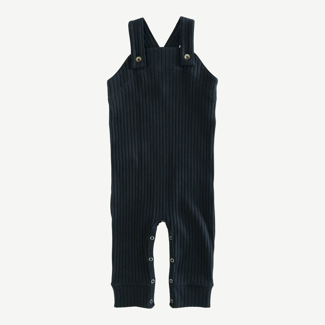 country cuffed jumpsuit | black | organic cotton wide rib