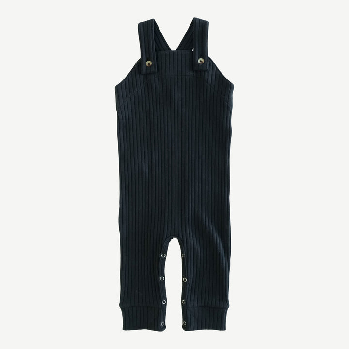 country cuffed jumpsuit | black | organic cotton wide rib