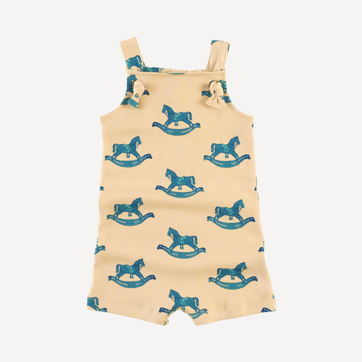 tie overall shortie | rocking horse | organic cotton interlock