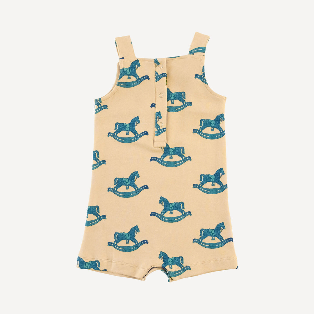 tie overall shortie | rocking horse | organic cotton interlock