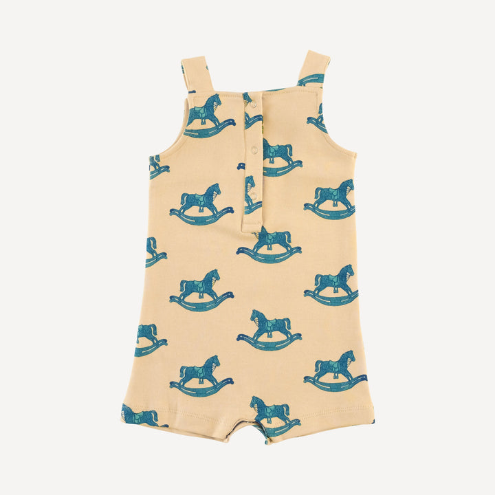 tie overall shortie | rocking horse | organic cotton interlock