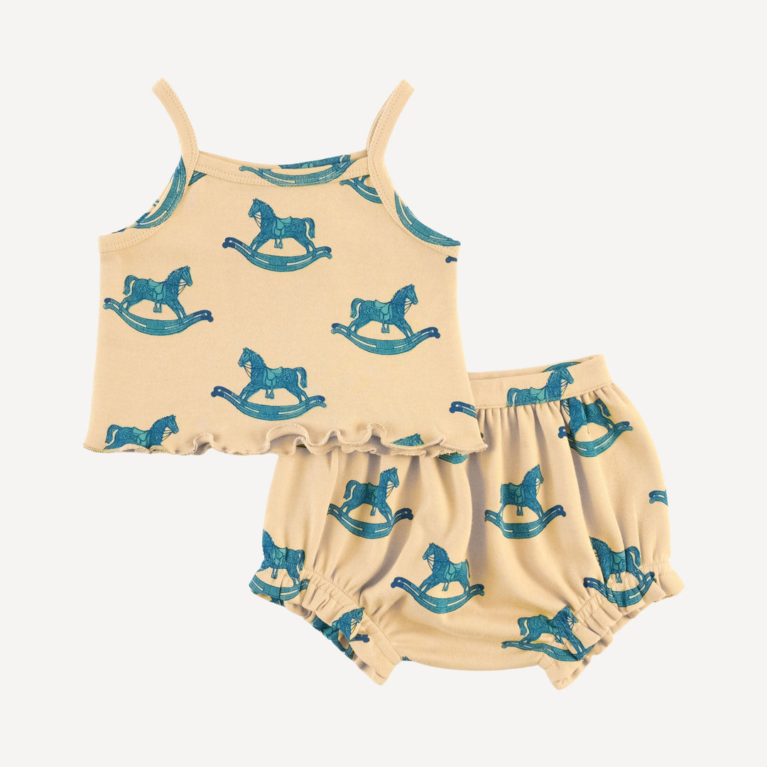 lettuce tank + bloomer set | rocking horse | organic cotton interlock