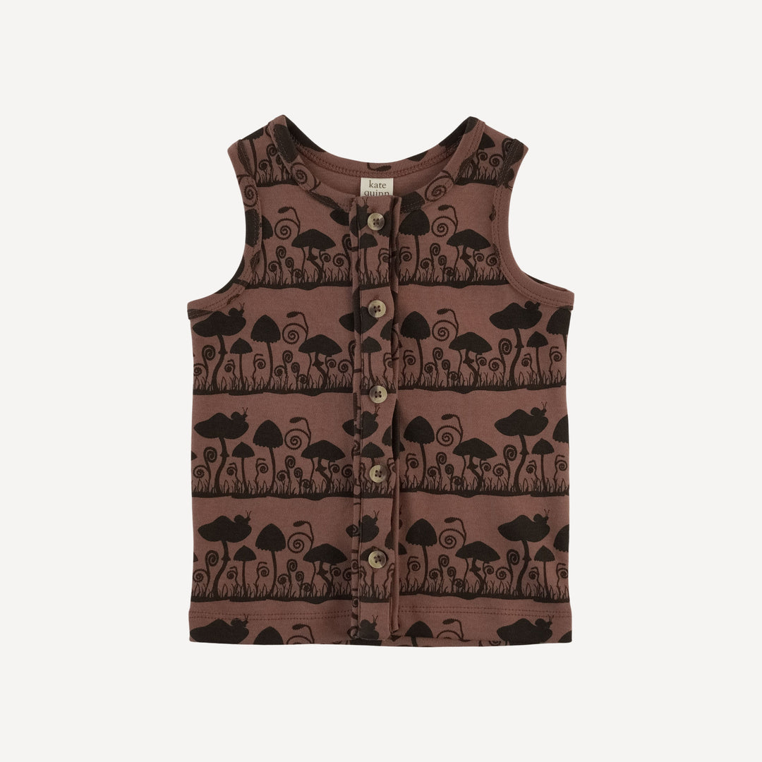 sleeveless button skinny tank | mushroom | organic cotton interlock