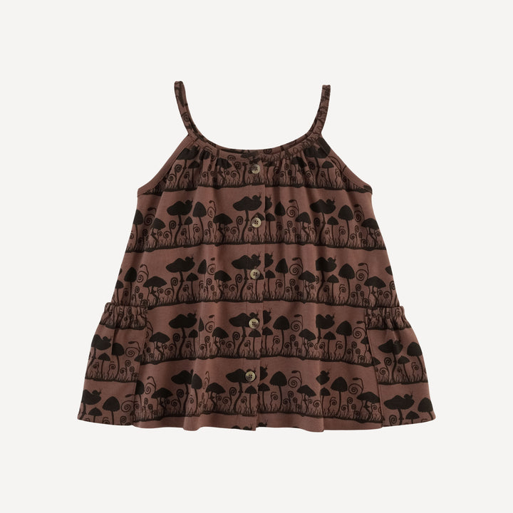 sleeveless button pocket tunic | mushroom | organic cotton interlock