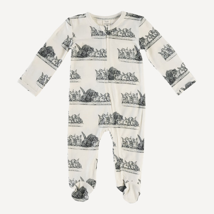 long sleeve zipper footie | bunny family | lenzing modal