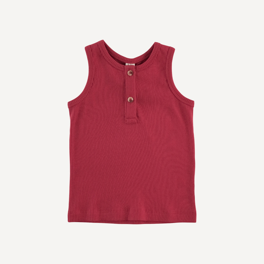 henley tank | cardinal  | organic cotton single rib