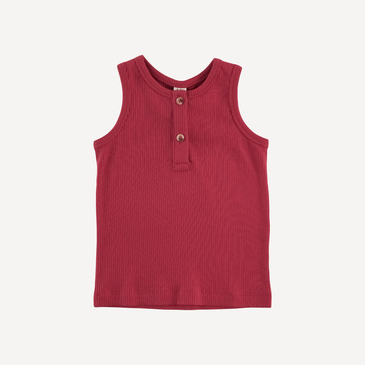 henley tank | cardinal  | organic cotton single rib