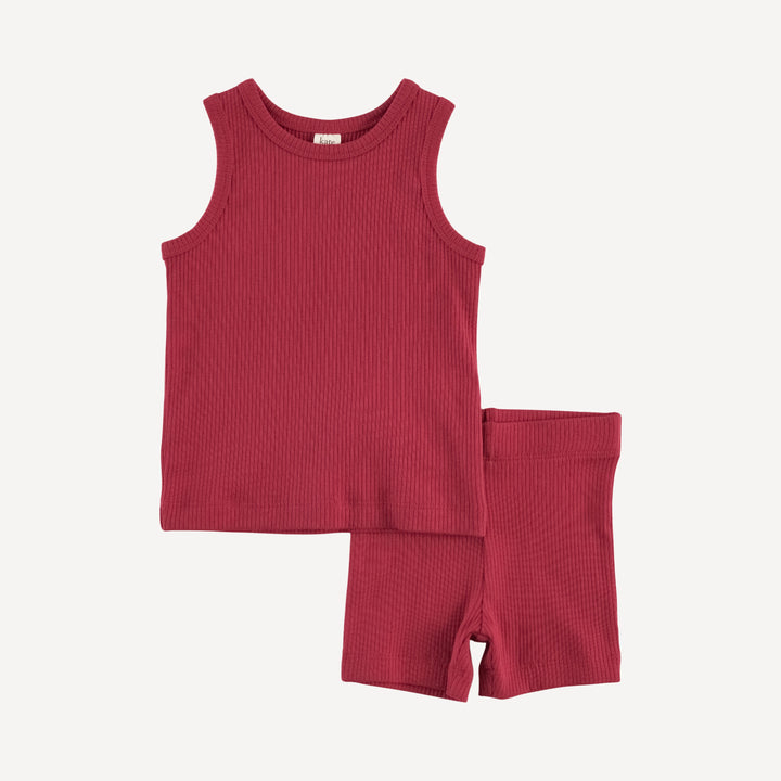 skinny tank + bike short set | cardinal  | organic cotton single rib