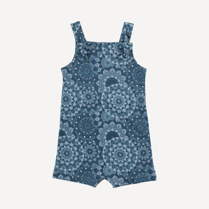 tie overall shortie | celestial mandala | organic cotton interlock
