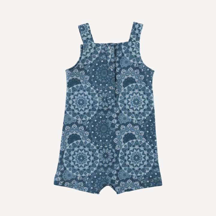 tie overall shortie | celestial mandala | organic cotton interlock