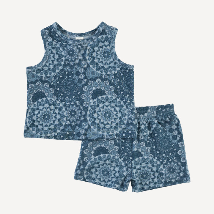 topstitch tank + short set | celestial mandala | organic cotton interlock