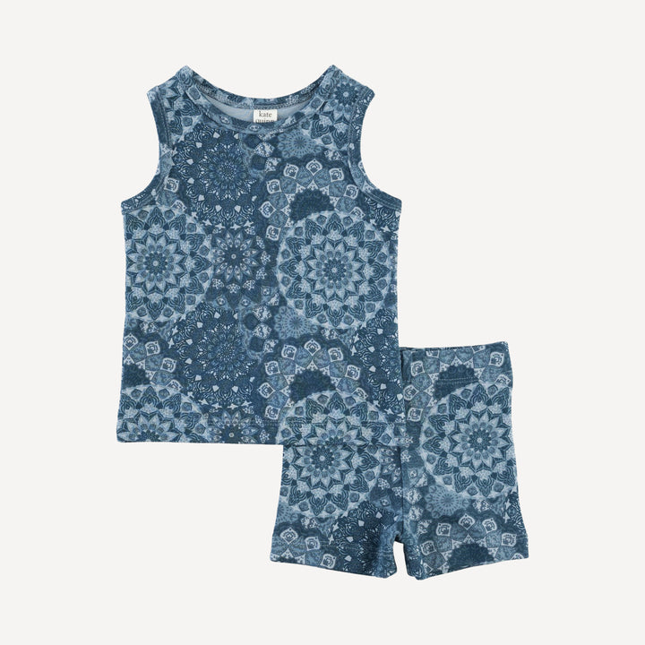 skinny tank + bike short set | celestial mandala | organic cotton interlock