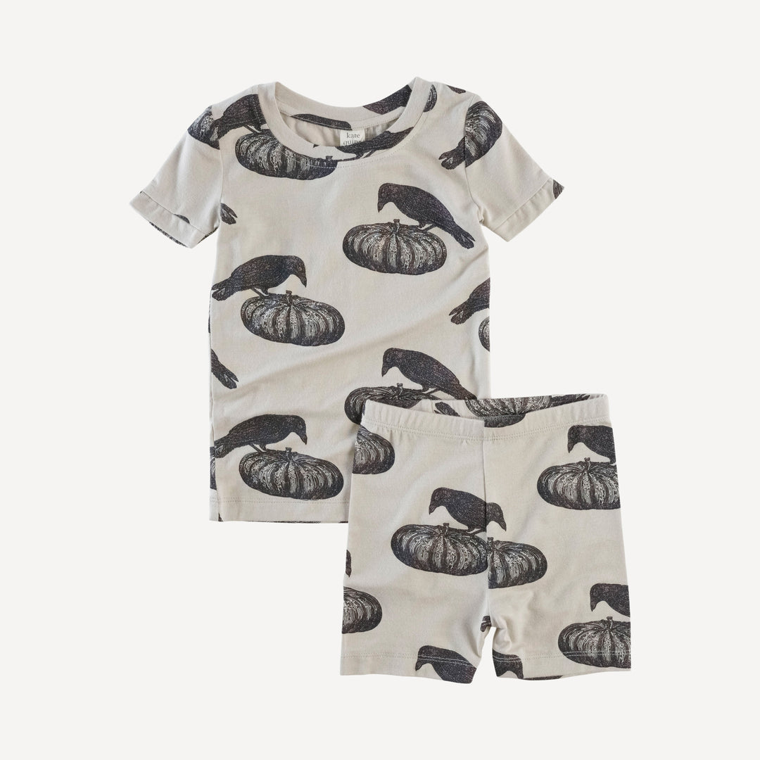 short sleeve crew neck shortie pj set | pumpkin crow | lenzing modal