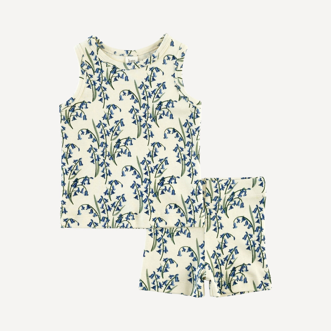 skinny tank + bike short set | bluebells | organic cotton interlock