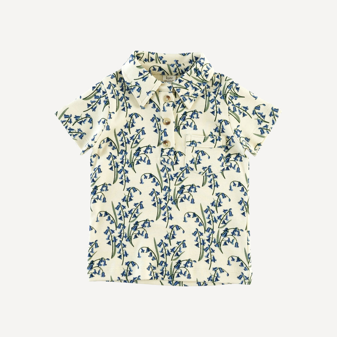 short sleeve vintage collar shirt | bluebells | organic cotton interlock