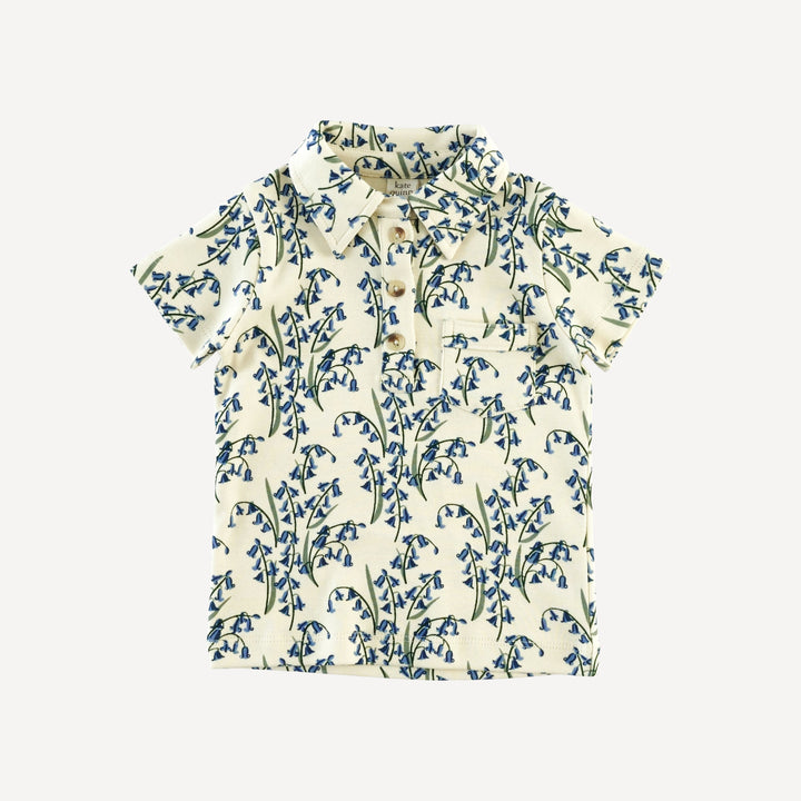 short sleeve vintage collar shirt | bluebells | organic cotton interlock