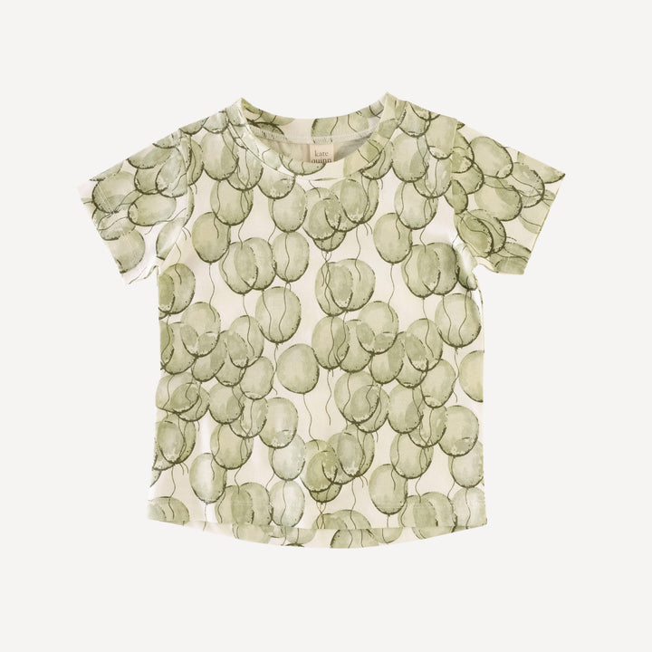 short sleeve essential boxy tee | green balloons | organic cotton jersey