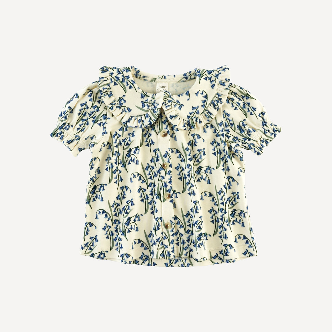 puff sleeve ruffle peter pan top | bluebells | organic cotton interlock