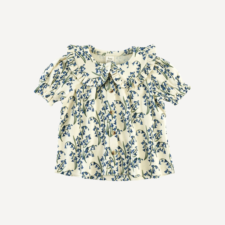 puff sleeve ruffle peter pan top | bluebells | organic cotton interlock