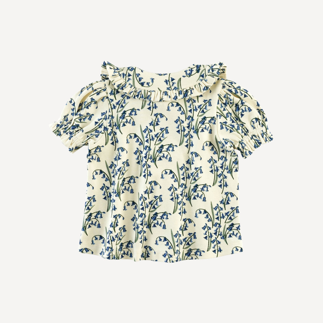 puff sleeve ruffle peter pan top | bluebells | organic cotton interlock