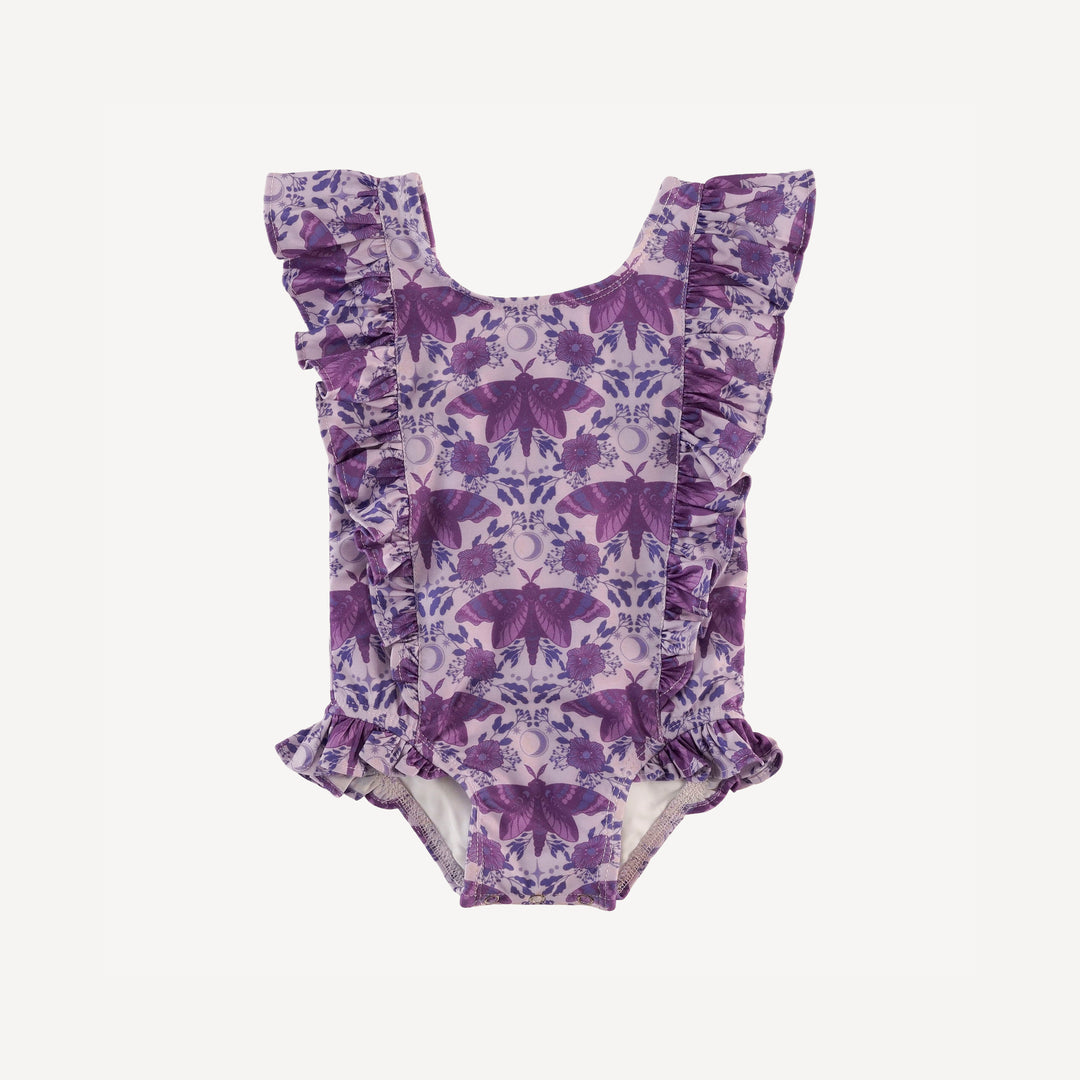side ruffle tank swimsuit | forest butterfly moon | swim